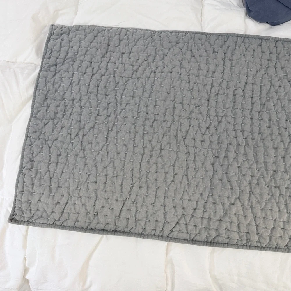 Pottery Barn Pick-Stitch Handcrafted Cotton Linen Quilted Sham